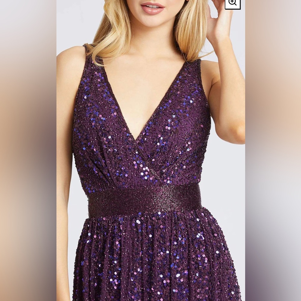 Mac Duggal Purple V Neck Dress SZ 0 (NWT)